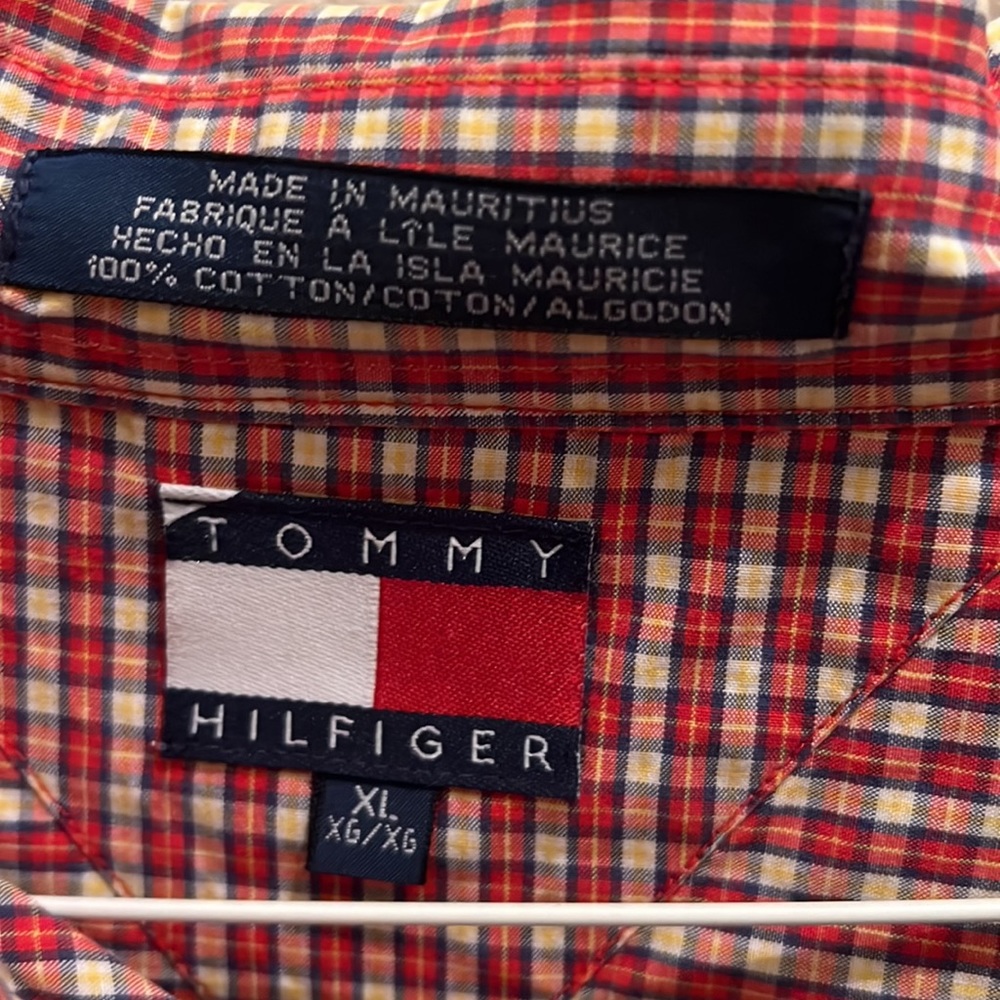 Red white plaid button down - Picture 3 of 3